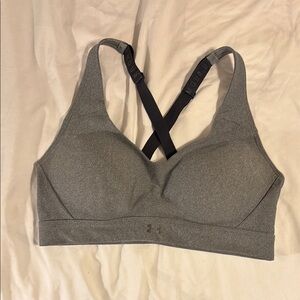 Under Armour Gray Fitted Sports Bra with Criss-Cross Straps